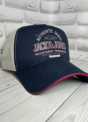 Літня бейсболка jack & jones, тракер з сіткою, чоловіча синя кепка, 57-58