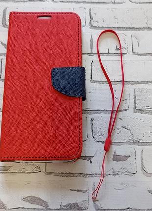 Чохол-книжка для motorola moto g13 / g23 двоколірний з ремінцем — захисний чохол-гаманець моторола мото джи 13 джи 23 (червоний)