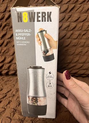 Аккумуляторная мельница для соли и перца n8werk, 2 в 1