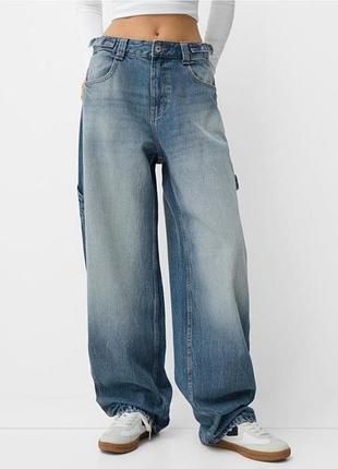 Джинсы baggy bershka 38 размер (m) свет синие, как новые