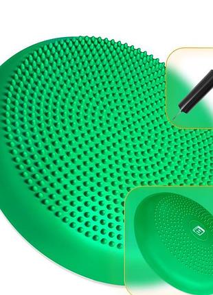 Балансировочная подушка массажная easyfit balance cushion-a 33 см с насосом, реабилитации и осанки до 120 кг зеленый (ef-1840s-gn)
