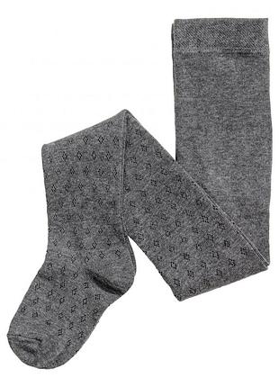 Колготки хлопковые с принтом для девочки h&m 0291338005 110-116 см (4-6 years) графитовый