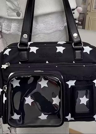 Сумка чорна з білими зірками ita bag