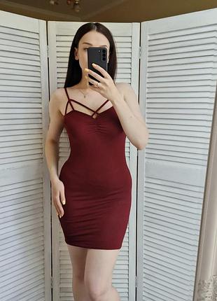 Бордовое мини платье от missguided