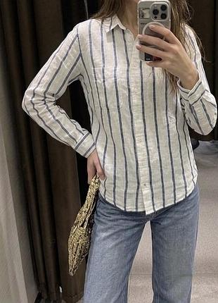Сорочка в смужку 100% льон m&amp;s