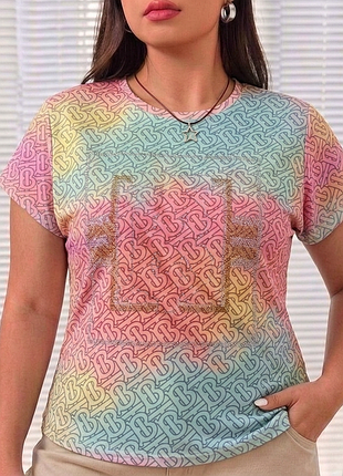 Яскраві стрази 🌈 badalona модна футболка 👕 різнокольорова літня футболка з монограмою m - l