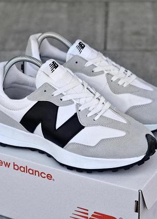 Осенние мужские кроссовки new balance 327 серые белые весенние замшевые кожаные, нью баланс осень демисезонные 43