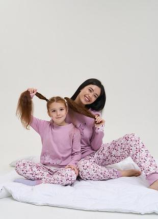 Комплект из двух пижам мама/дочка со штанами - малыш бемби - интерлок - family look l