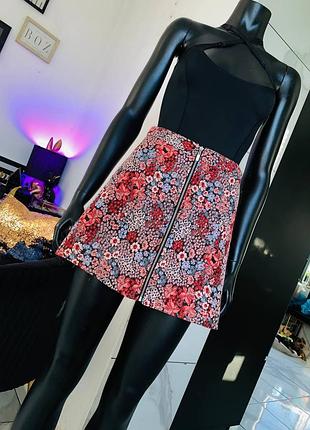 Яркая мини-юбка с цветочным принтом primark, размер uk 8 (xs-s)
