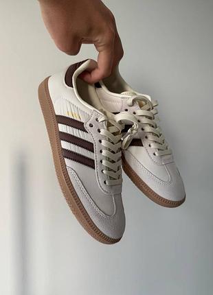 😍 жіночі кросівки adidas samba og cream/brown