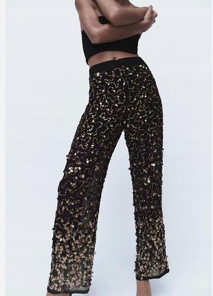 Штани zara limited edition black gold з блискітками
