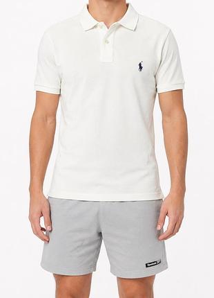 Polo ralph lauren slim fit white polo shirt white | біла футболка поло | розмір s