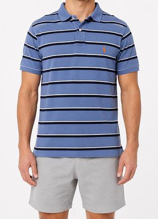Поло polo ralph lauren синє в смужку xxl slim fit 100% бавовна