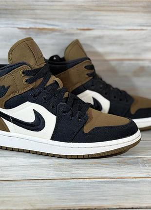Nike air jordan 1 mid se light olive оригінальні кросівки