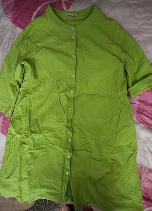Платье женское. лен жатка. цвет салатовый. размер 4-5xl.цвет