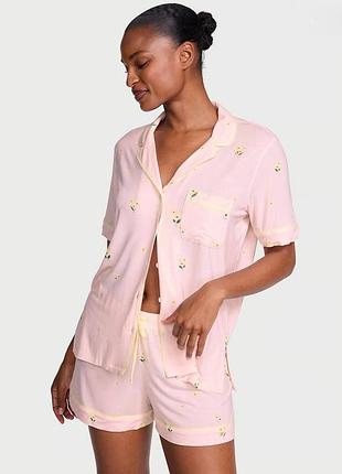 Женская пижама (рубашка и шорты) modal-cotton short pajama set victoria’s secret.