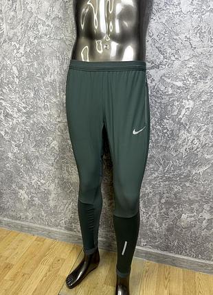 Nike dri-fit running штаны m размер беговые зеленые зауженные на манжетах