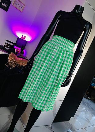 Яркая зелено-белая юбка в клетку asos design, размер 4 (uk 4 / xs / petite)