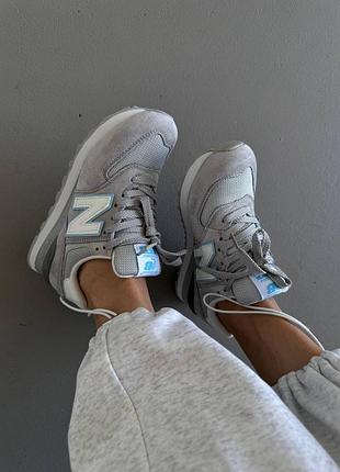 Жіночі кросівки new balance 574 | light grey / blue