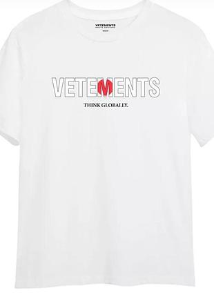 Мужская утболка vetements logo унисекс ветементс ветмо белая