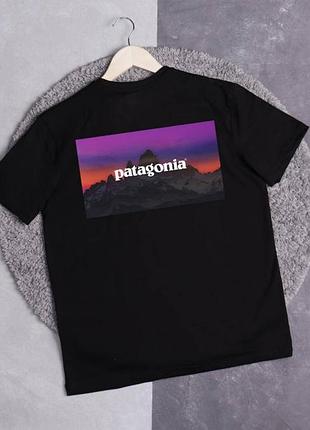 Мужская футболка patagonia logo унисекс патагония черная