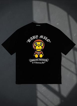 Мужская футболка bape a bathing ape baby milo унисекс бейп черная