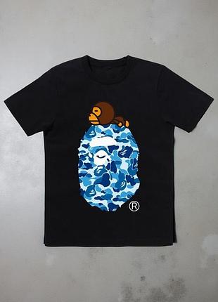 Мужская футболка bape a bathing ape baby milo унисекс бейп черная