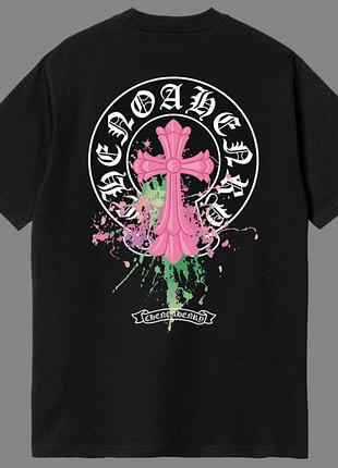 Футболка chrome hearts logo унісекс хром хартс з хрестами чорна