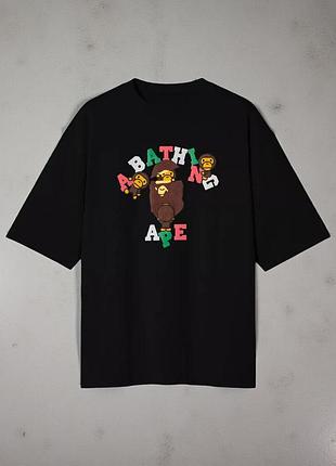 Мужская футболка bape a bathing ape baby milo унисекс бейп черная
