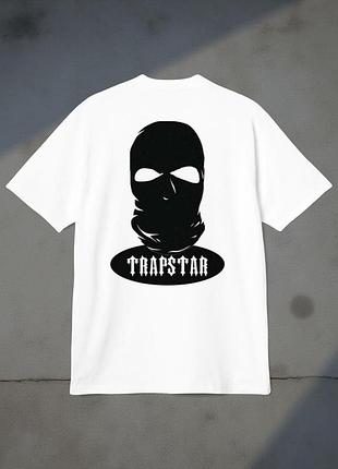 Мужская футболка trapstar logo унисекс трепстар белая