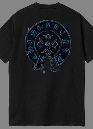 Футболка chrome hearts logo унисекс хром хартс с крестами черная