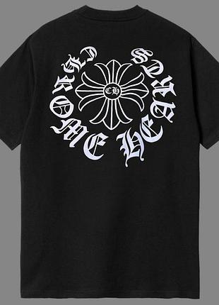 Футболка chrome hearts logo унисекс хром хартс с крестами черная