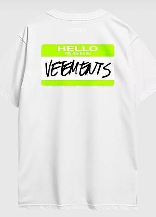 Мужская футболка vetements logo унисекс ветементс ветмо белая