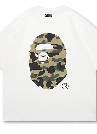 Мужская футболка bape a bathing ape baby milo унисекс бейп белая