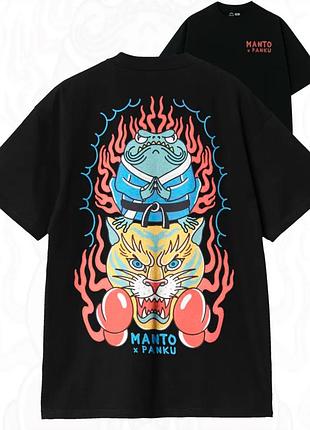 Мужская футболка manto черная унисекс манто boxing wrestling muay thai черная