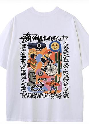 Чоловіча футболка stussy logo стільці унісекс тишка біла