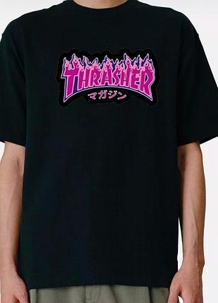 Мужская футболка thrasher magazine logo унисекс трешер черная
