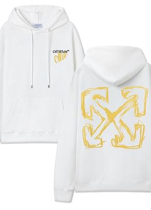 Худи off -white logo унисекс офф вайт кофта толстовка свитшот белое