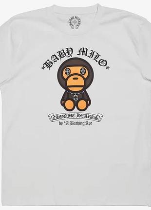 Футболка chrome hearts logo унисекс хром хартс с крестами белая