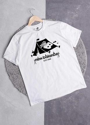 Чоловіча футболка new balance logo унісекс nbсю беленс біла