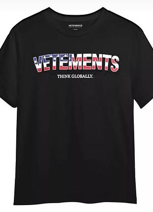 Мужская утболка vetements logo унисекс ветементс ветмо черная