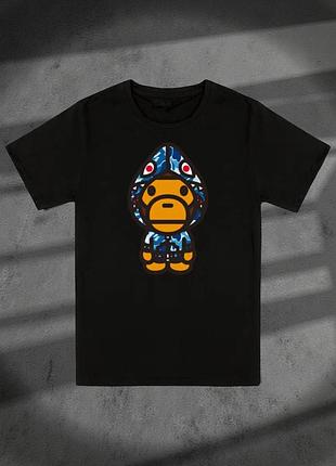 Мужская футболка bape a bathing ape baby milo унисекс бейп черная