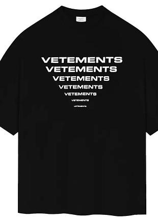 Мужская футболка vetements logo унисекс ветементс ветмо черная