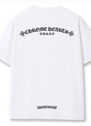 Футболка chrome hearts logo унісекс хром хартс з хрестами біла