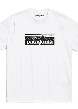 Мужская футболка patagonia logo унисекс патагония белая