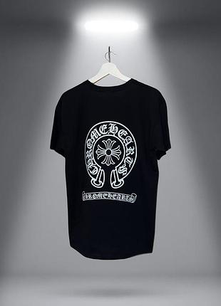 Футболка chrome hearts logo унисекс хром хартс с крестами черная