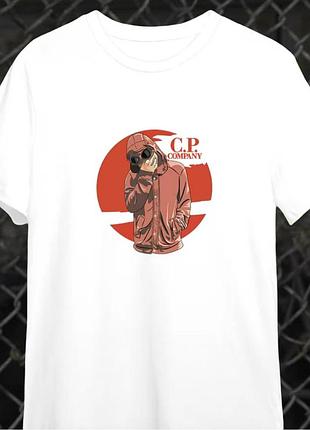 Мужская футболка c.p. company logo унисекс с.п. компани белая