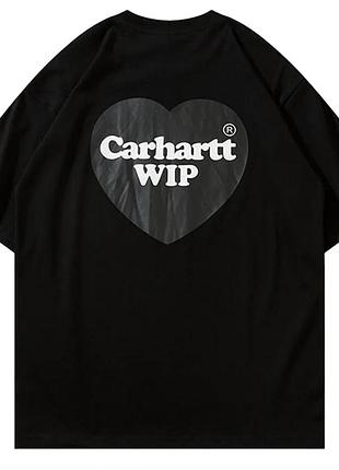 Мужская футболка сarhartt logo унисекс кархарт черная