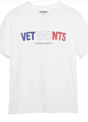 Мужская утболка vetements logo унисекс ветементс ветмо белая