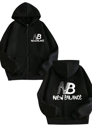 Зип-худи new balance logo унисекс нью беленс толстовка кофта nb черный